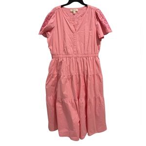 Pink Midi Dress with Eyelet Sleeves Twrhllby Christie Brinkley size 1X boxFK